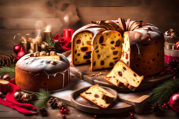 Итальянский торт под названием панеттоне типичный рождественский торт
