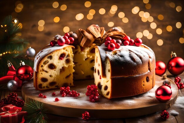 파네토네 (panettone) 라는 이름의 이탈리아 케이크는 전형적인 크리스마스 케이크입니다.