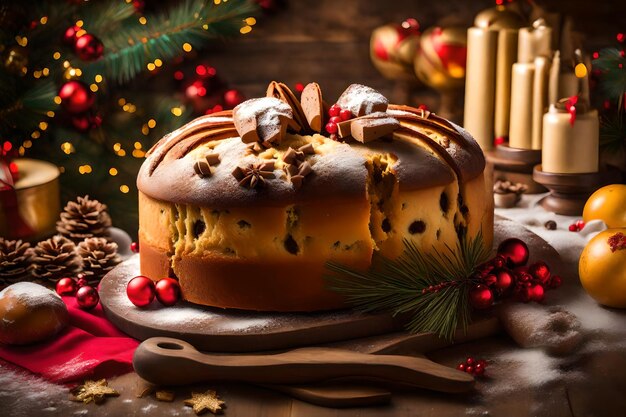 Foto torta italiana chiamata panettone tipica torta di natale