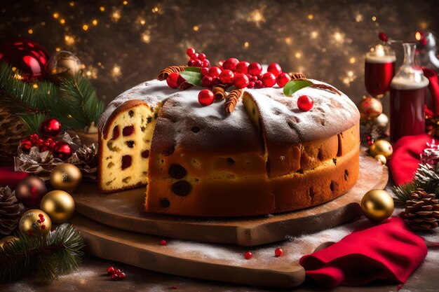 Italian cake named panettone typical christmas cake