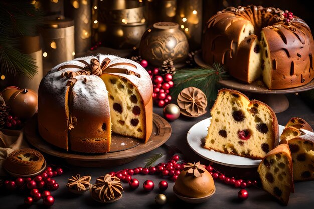 Foto torta italiana chiamata panettone tipica torta di natale