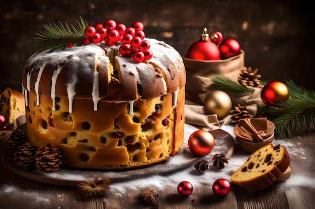 Italian cake named panettone typical christmas cake