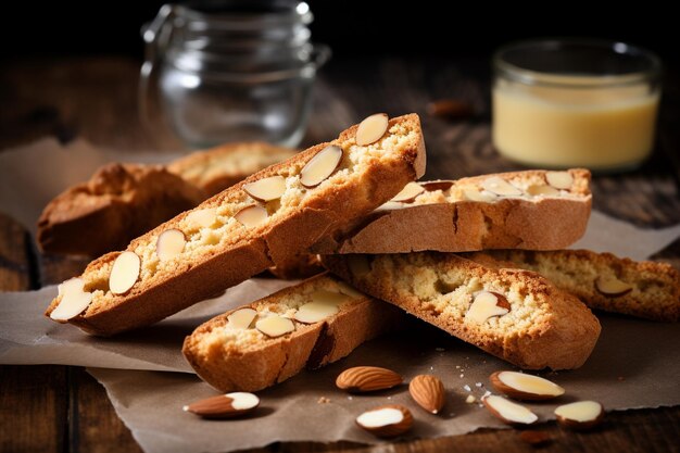 Photo italian cantuccini cookie with almond filling