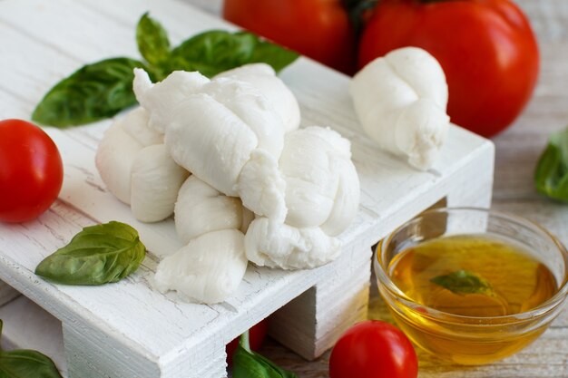 Italian cheese mozzarella nodini with tomatoes and  herbs