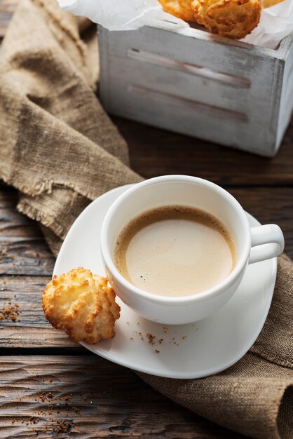 Italian coconut cookies with coffee