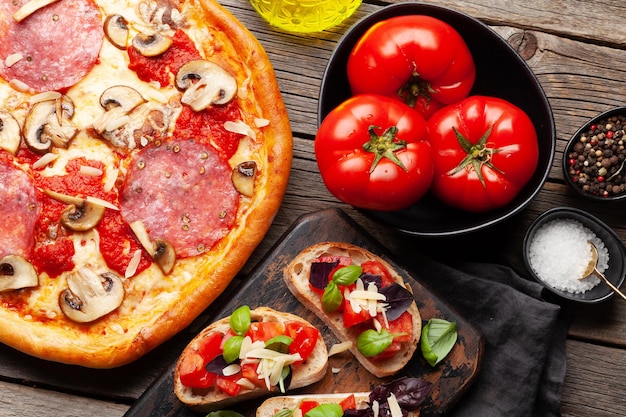 Italian cuisine Pizza and toasts