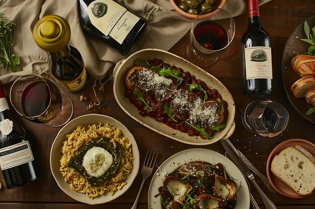 Foto cucina italiana cornice vista dall'alto