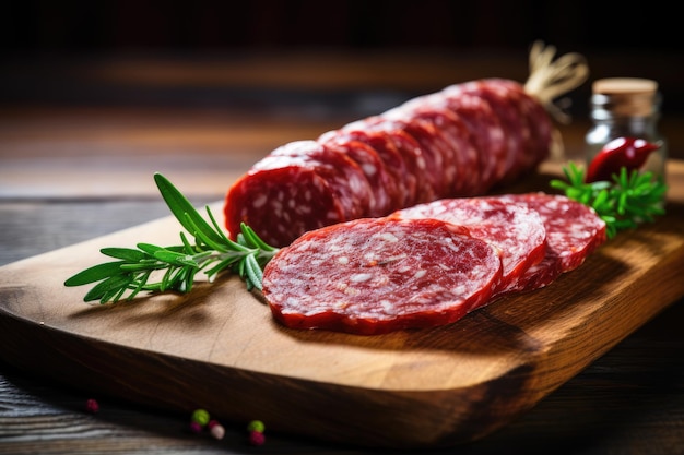 Italian cured salami sausage white background