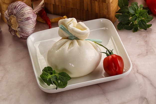 Photo italian dairy soft cheese burrata