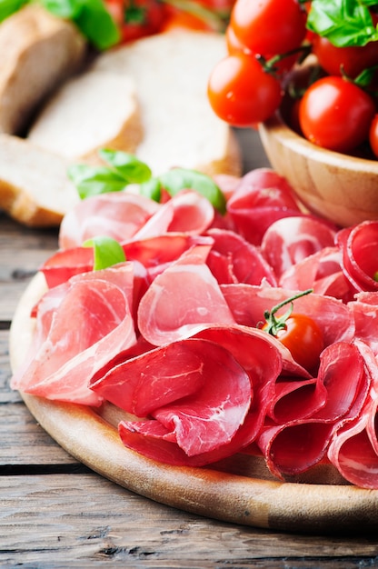 Italian Delicious Antipasto with ham and bresaola