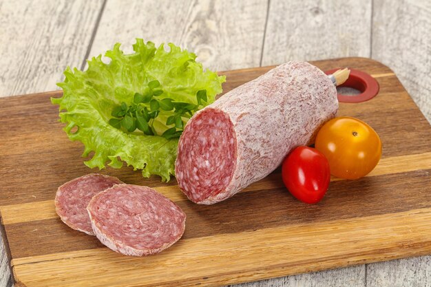 Italian dry Saliami pork sausage