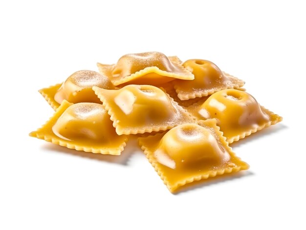 Italian dry uncooked ravioli isolated on a white background