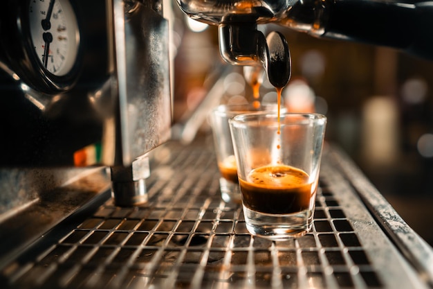 Italian Expresso Coffee machine making a coffee