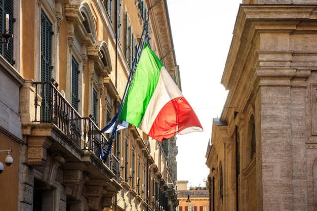 Italian flag on a building Rome Italy