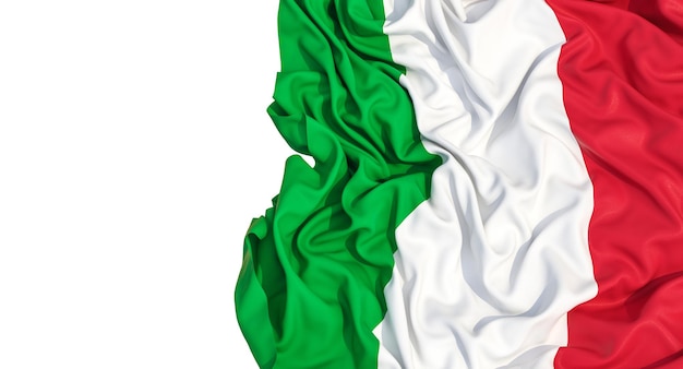 Italian flag isolated on white drapery 3d render