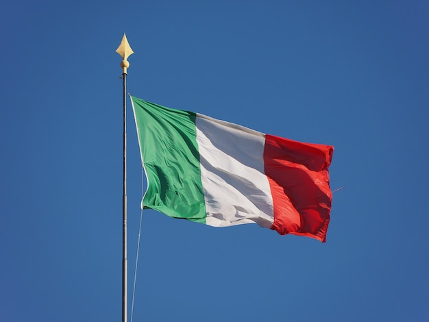 Italian Flag of Italy over blue sky