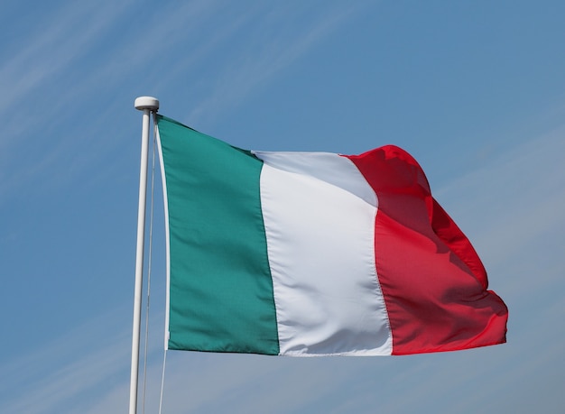 Italian Flag of Italy over blue sky