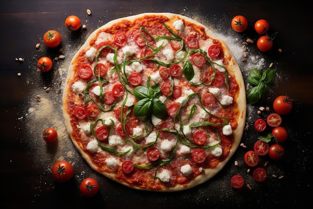 Italian Flag Made of Pizza Ingredients