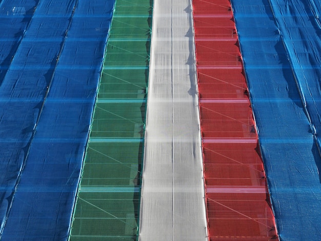 Italian flag on scaffolding