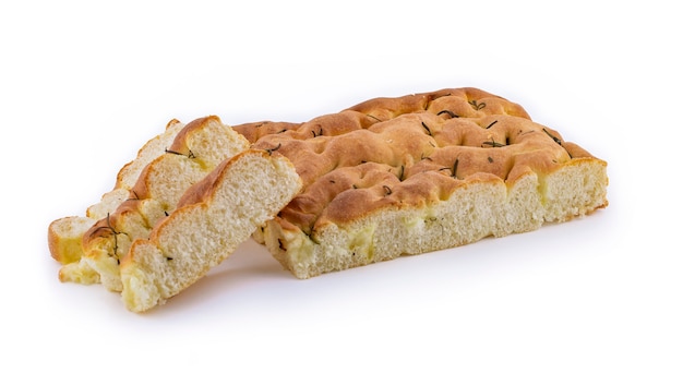 Focaccia italiana isolata su bianco