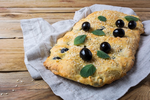 Italian focaccia with olive