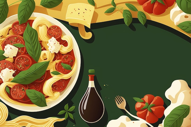Photo italian food banner design template for iitalian restaurant with copy space