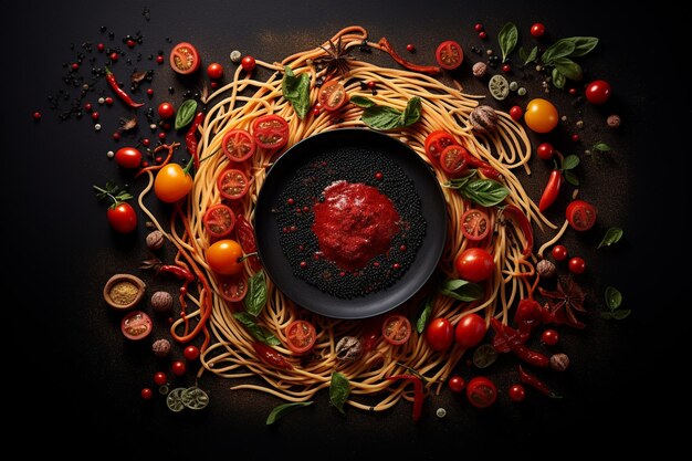 Photo italian food decoration with space in middle