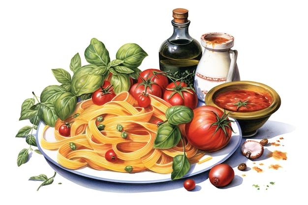 Foto cibo italiano isolato su sfondo bianco generato da ai