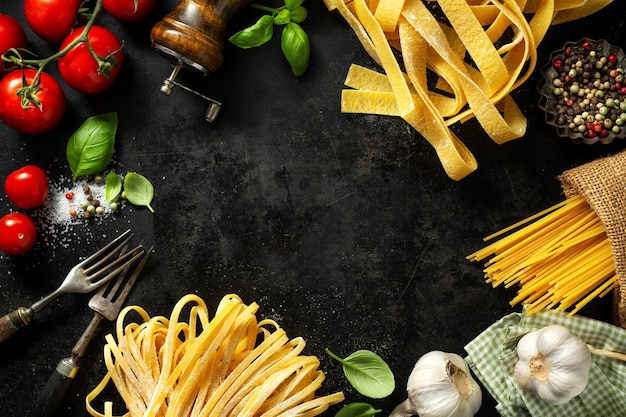 Foto cibo italiano con ingredienti