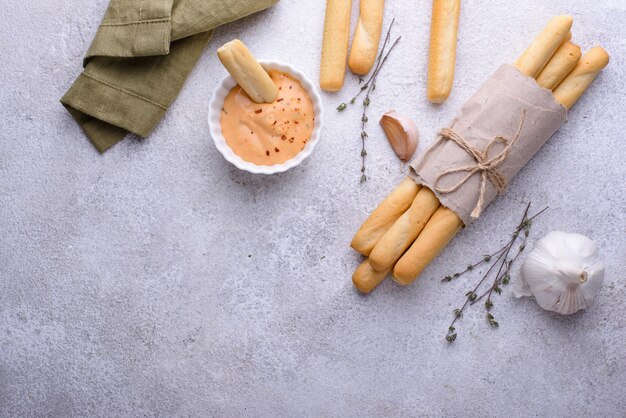 Italian grissini traditional appetizer breadstick