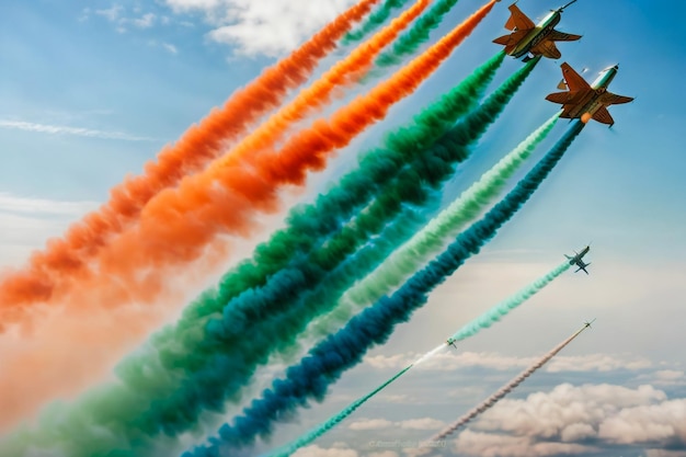 Photo italian group in flight formation at international