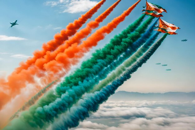 Photo italian group in flight formation at international