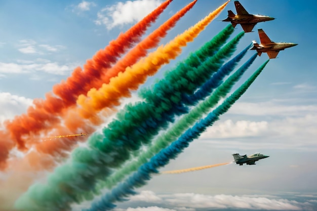 Photo italian group in flight formation at international