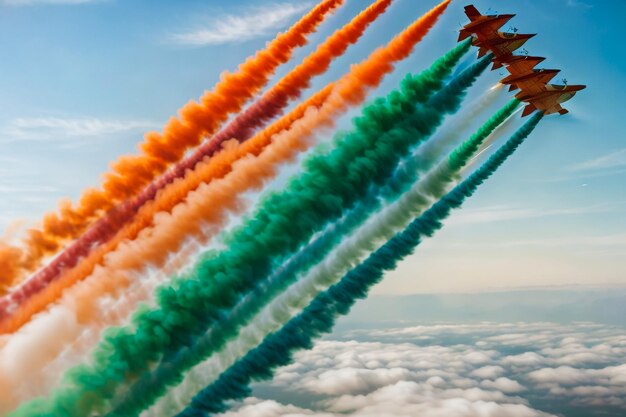 Photo italian group in flight formation at international