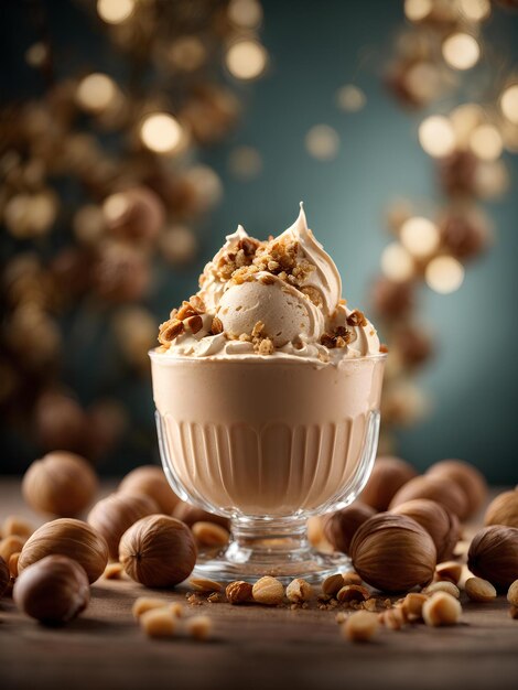 Italian hazelnut gelato ice cream gelato alla nocciola classic beloved flavor Cinematic Ads photo