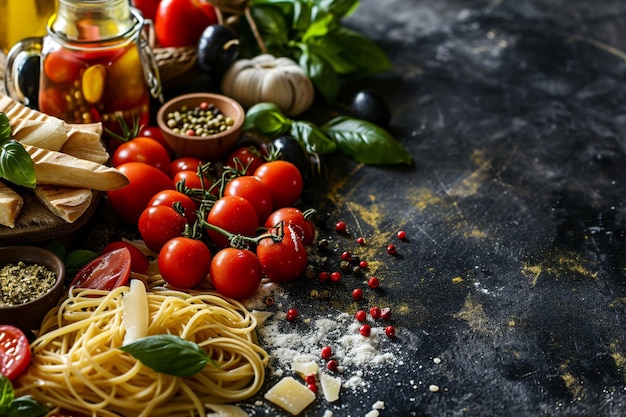 Italian healthy food background with copy space