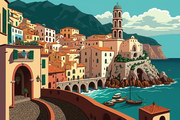 Italian landscape featuring the town of Atrani