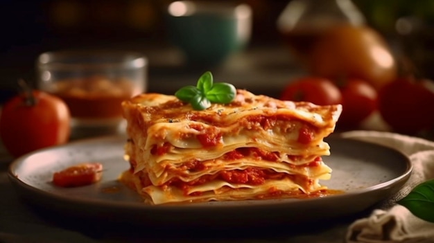 Italian Lasagne with Tomato Variation A eye catching illustration created using generative AI tools