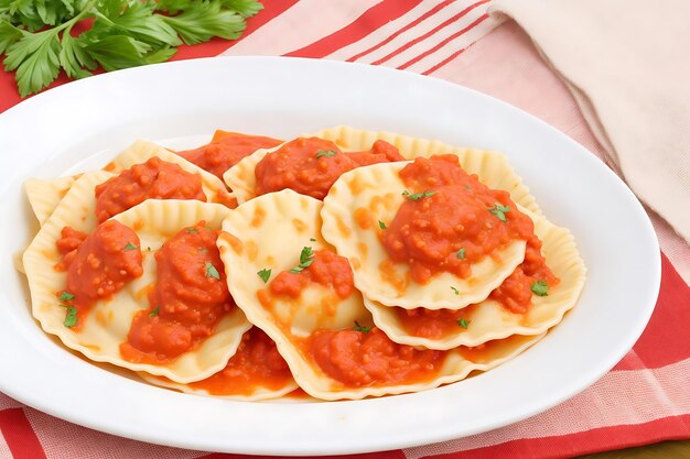Photo italian or mediterranean food pasta ravioli of tomato sauce