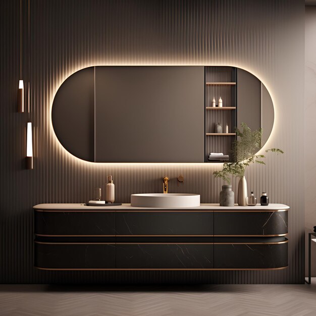 Italian Minimalist Bathroom Vanity in Black