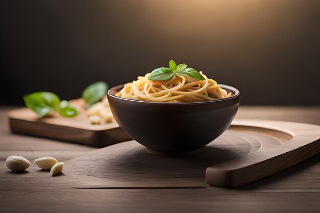 Italian national food plate with Italian spaghetti pasta with Balanese sausage