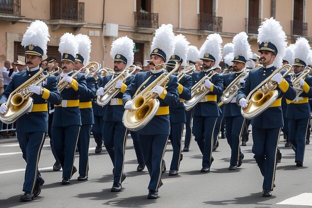 Photo the italian navy marching band plays during the parade