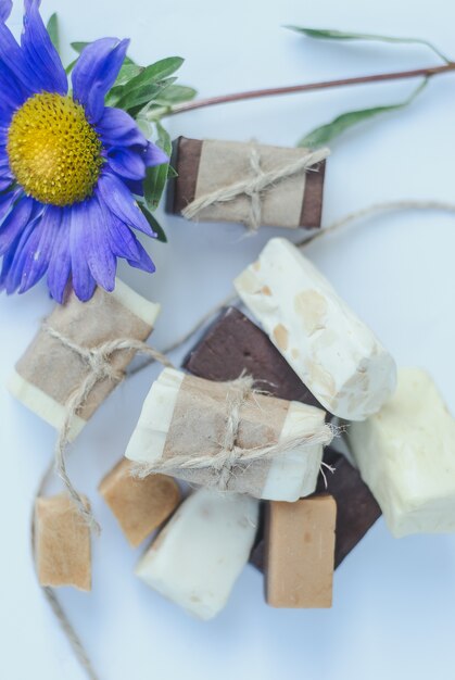 Italian nougat bars cut in pieces