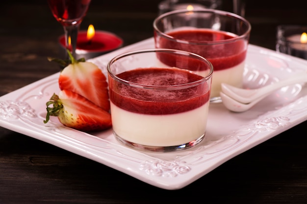 Italian panna cotta dessert