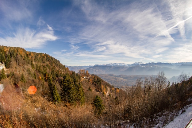 Italian panorama of forest and mountains