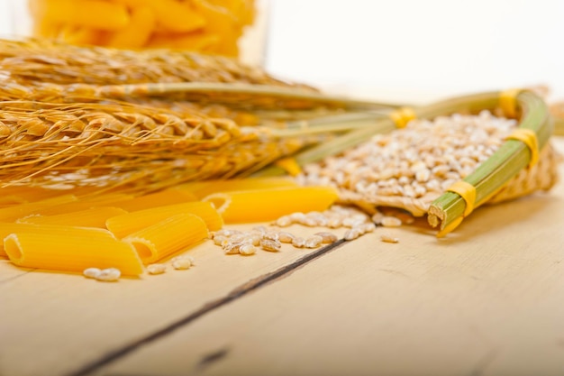 Italian pasta penne with wheat