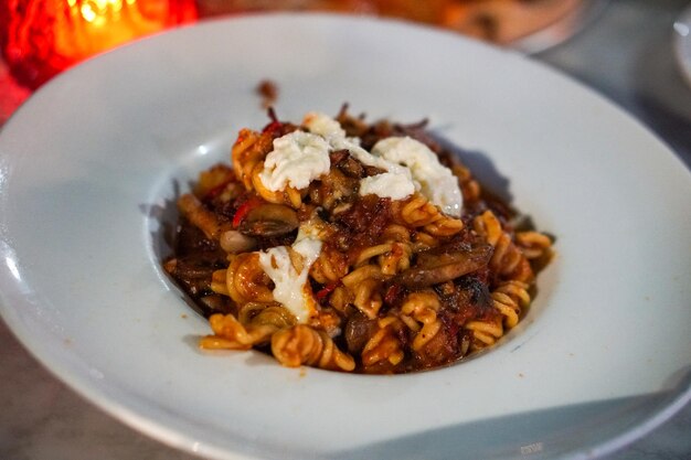 Italian pasta in the table