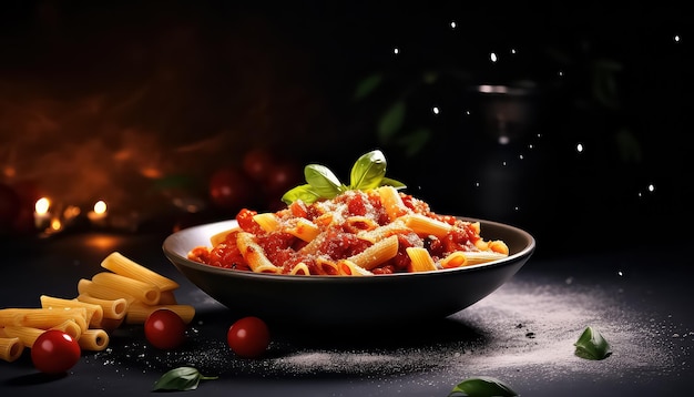 Итальянские макароны с базиликом и вишневыми помидорами