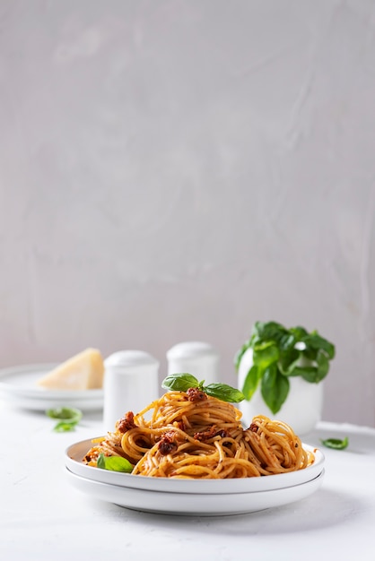 Italian pasta with dried tomatoes