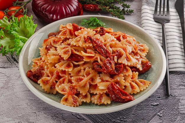 Italian pasta with dry tomato